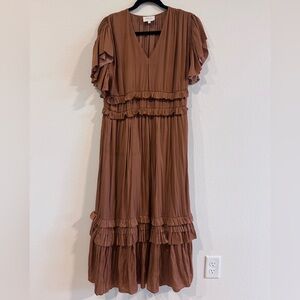Böhme Willa Ruffle Dress in Camel